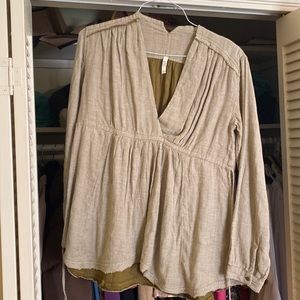 Green cotton peasant blouse